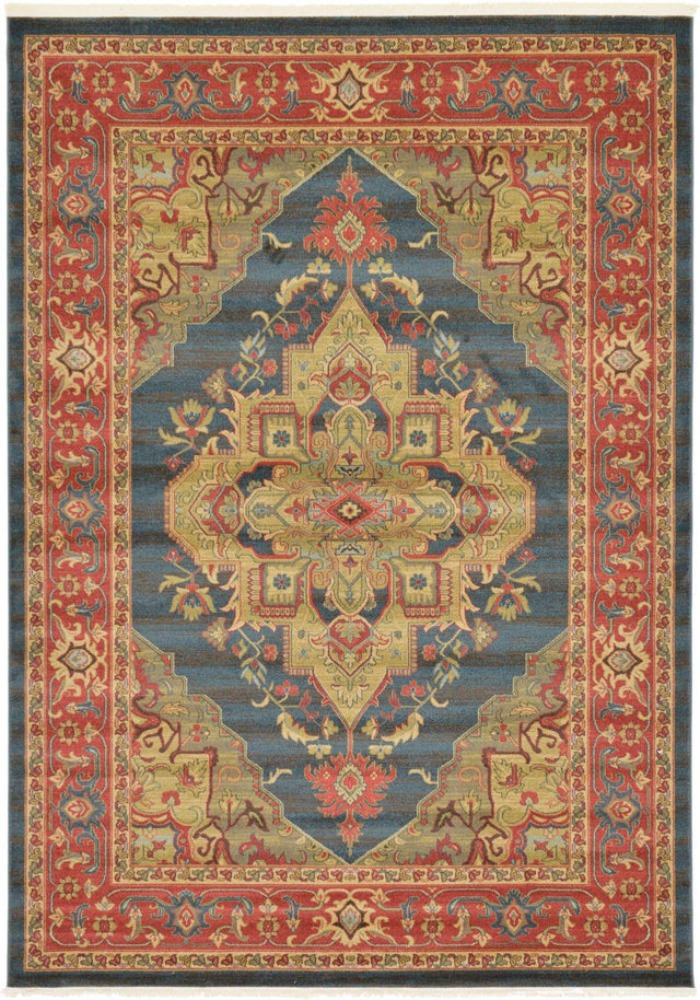 Navy Blue 7' 1 x 10' Sahand Rectangle Area Rug Affordable Easy Clean Traditional Design Durable Carpet for Home Interior Design Living Room Dining Office for Sale at Rug Engine