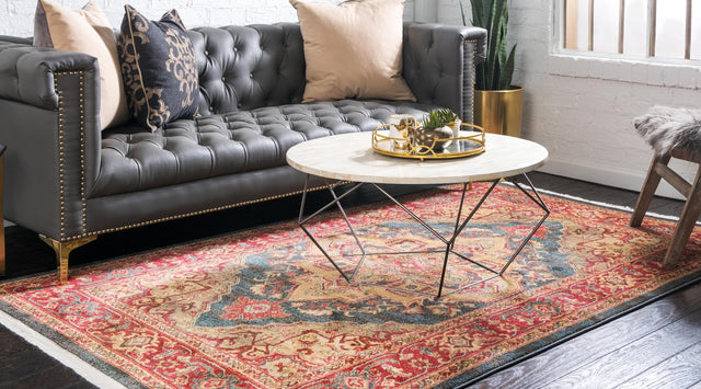 Navy Blue 8' x 11' Sahand Rectangle Area Rug Affordable Easy Clean Traditional Design Durable Carpet for Home Interior Design Living Room Dining Office for Sale at Rug Engine