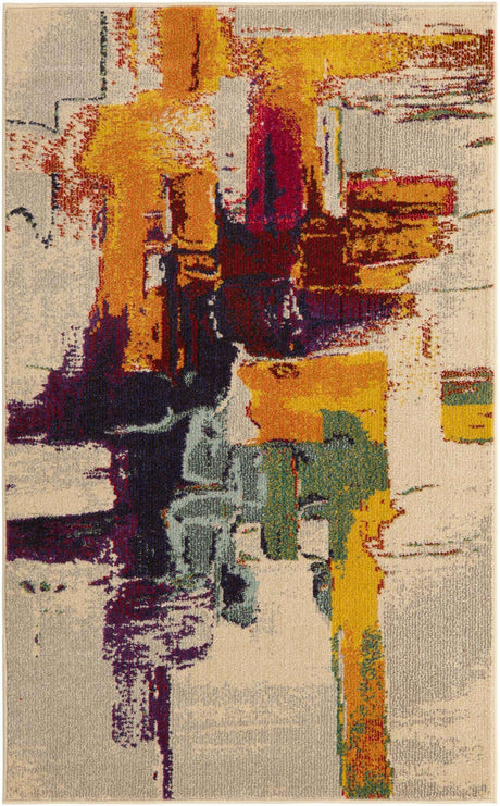 Beige 3' 3 x 5' 3 Estrella Rectangle Area Rug 100% Polypropylene Non-Shedding Stain Resistant Carpet Colorful Modern Abstract Design Easy Clean for Home Decor for Sale at Rug Engine