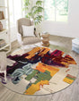 Beige 6' 1 x 6' 1 Estrella Round Area Rug 100% Polypropylene Non-Shedding Stain Resistant Carpet Colorful Modern Abstract Design Easy Clean for Home Decor for Sale at Rug Engine