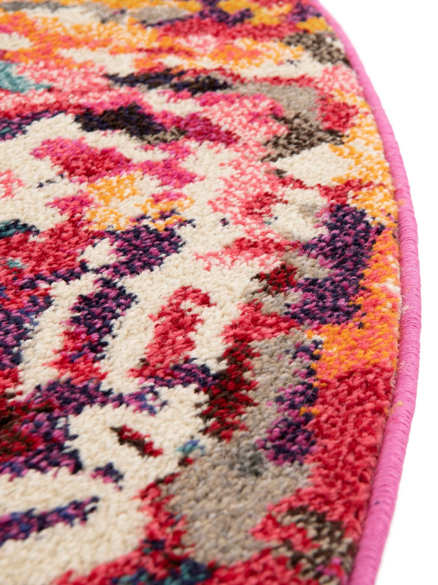 Multicolor 8' x 8' Estrella Round Area Rug 100% Polypropylene Non-Shedding Stain Resistant Carpet Colorful Modern Abstract Design Easy Clean for Home Decor for Sale at Rug Engine