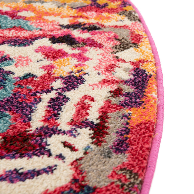 Multicolor 8' x 8' Estrella Round Area Rug 100% Polypropylene Non-Shedding Stain Resistant Carpet Colorful Modern Abstract Design Easy Clean for Home Decor for Sale at Rug Engine