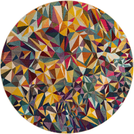 Multicolor 8' x 8' Estrella Round Area Rug 100% Polypropylene Non-Shedding Stain Resistant Carpet Colorful Modern Abstract Design Easy Clean for Home Decor for Sale at Rug Engine