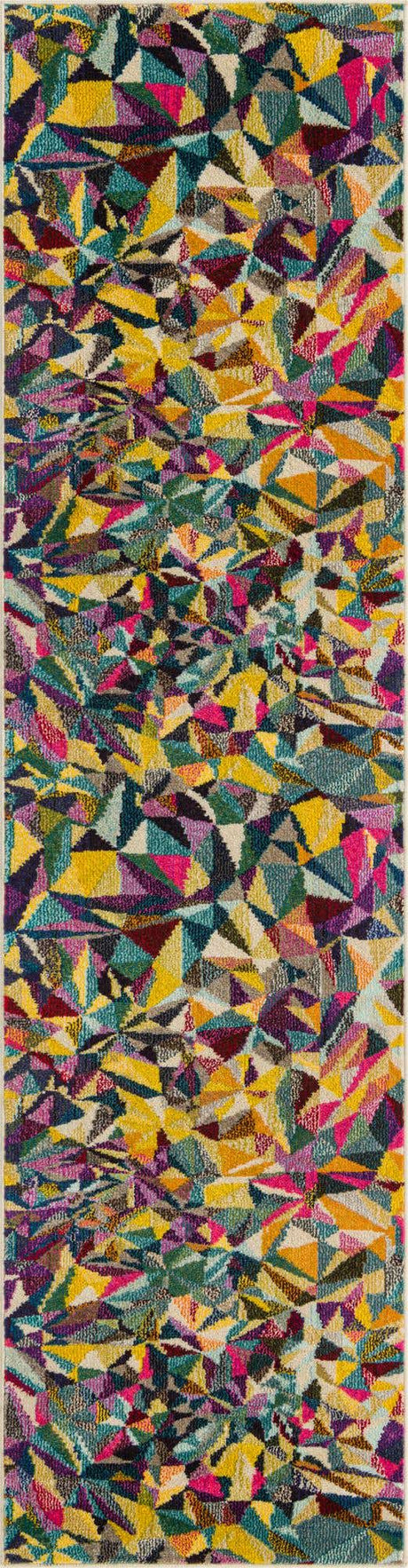 Multicolor 2' 7 x 10' Estrella Runner Area Rug 100% Polypropylene Non-Shedding Stain Resistant Carpet Colorful Modern Abstract Design Easy Clean for Home Decor for Sale at Rug Engine