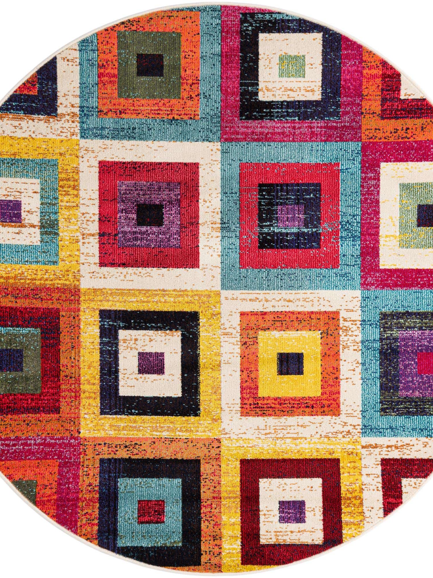 Multicolor 6' 1 x 6' 1 Estrella Round Area Rug 100% Polypropylene Non-Shedding Stain Resistant Carpet Colorful Modern Abstract Design Easy Clean for Home Decor for Sale at Rug Engine