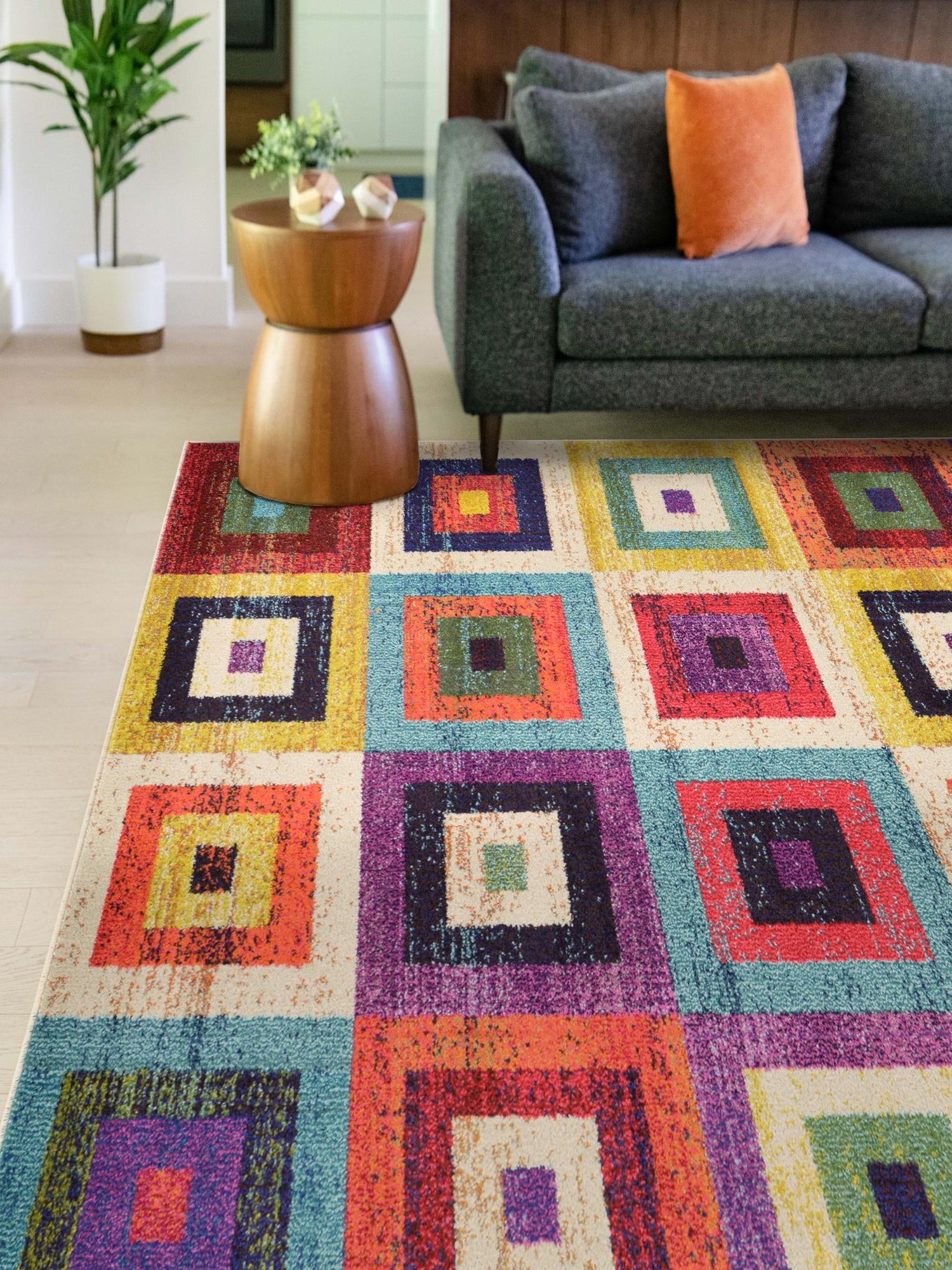 Multicolor 9' x 12' 2 Estrella Rectangle Area Rug 100% Polypropylene Non-Shedding Stain Resistant Carpet Colorful Modern Abstract Design Easy Clean for Home Decor for Sale at Rug Engine