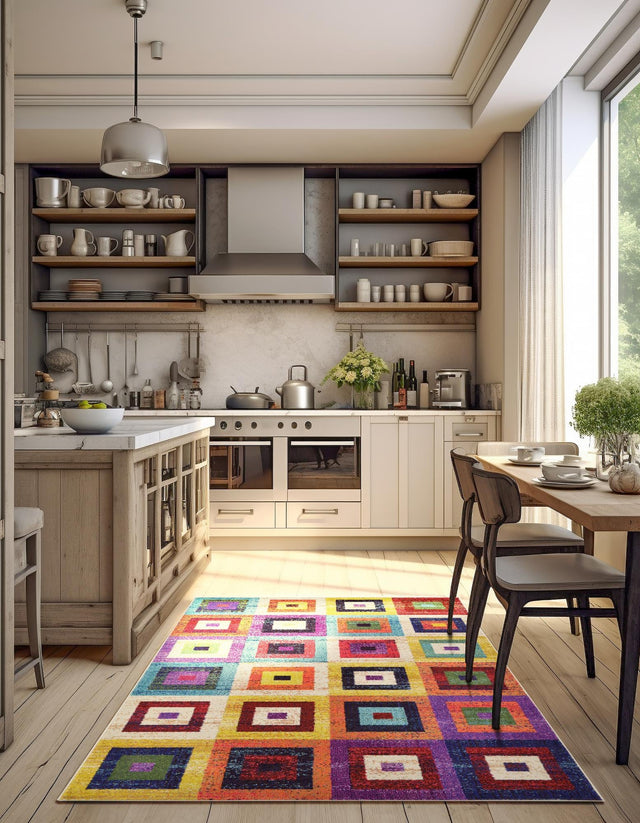 Multicolor 9' x 12' 2 Estrella Rectangle Area Rug 100% Polypropylene Non-Shedding Stain Resistant Carpet Colorful Modern Abstract Design Easy Clean for Home Decor for Sale at Rug Engine