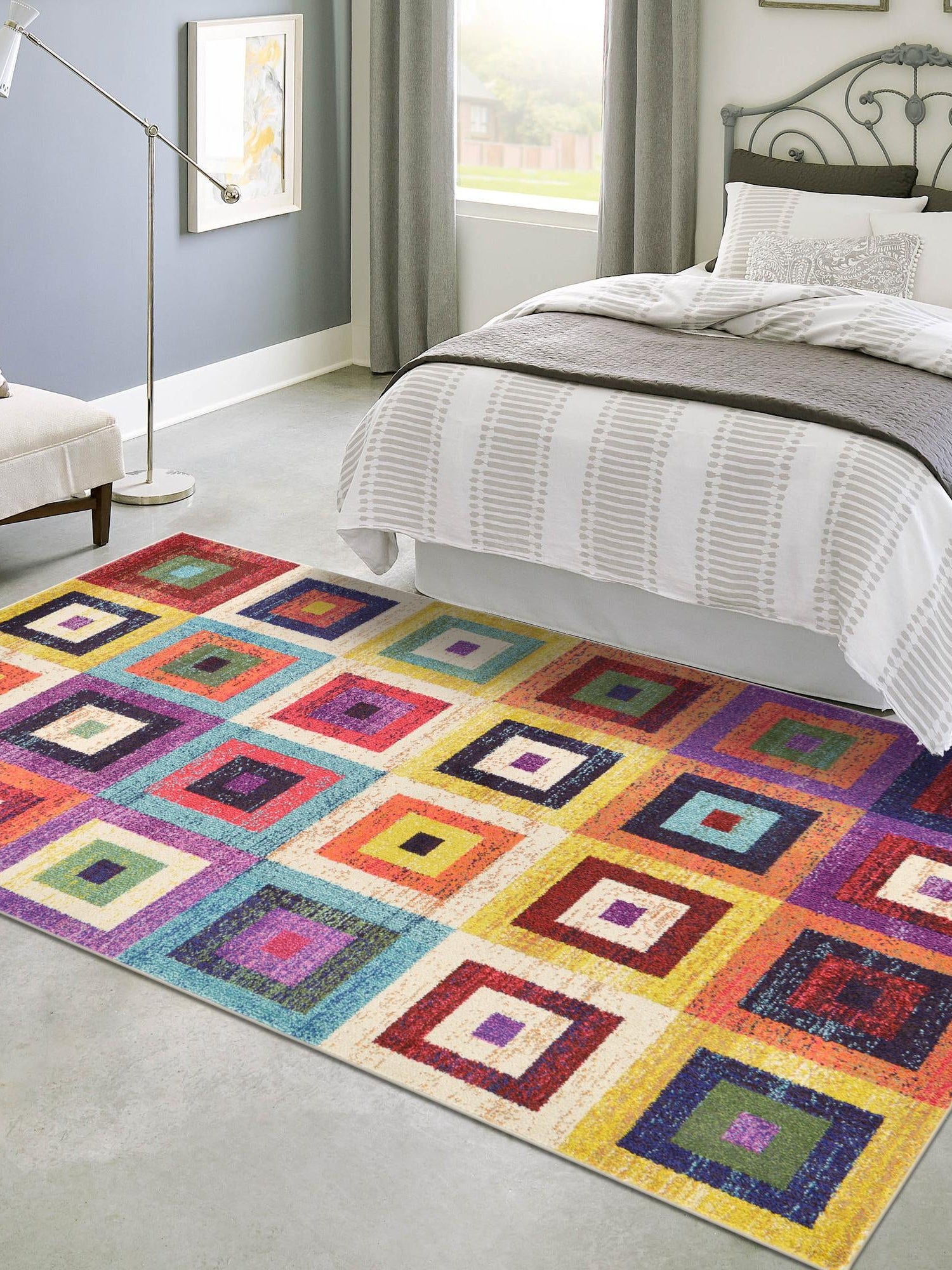 Multicolor 9' x 12' 2 Estrella Rectangle Area Rug 100% Polypropylene Non-Shedding Stain Resistant Carpet Colorful Modern Abstract Design Easy Clean for Home Decor for Sale at Rug Engine