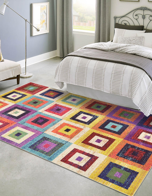 Multicolor 9' x 12' 2 Estrella Rectangle Area Rug 100% Polypropylene Non-Shedding Stain Resistant Carpet Colorful Modern Abstract Design Easy Clean for Home Decor for Sale at Rug Engine