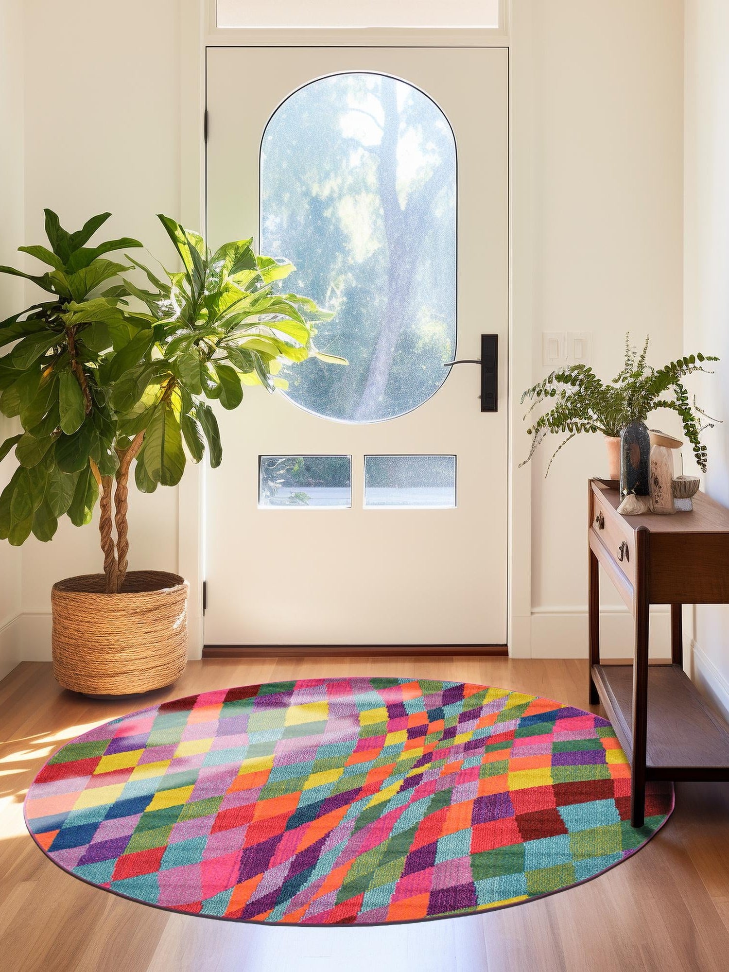 Multicolor 6' 1 x 6' 1 Estrella Round Area Rug 100% Polypropylene Non-Shedding Stain Resistant Carpet Colorful Modern Abstract Design Easy Clean for Home Decor for Sale at Rug Engine