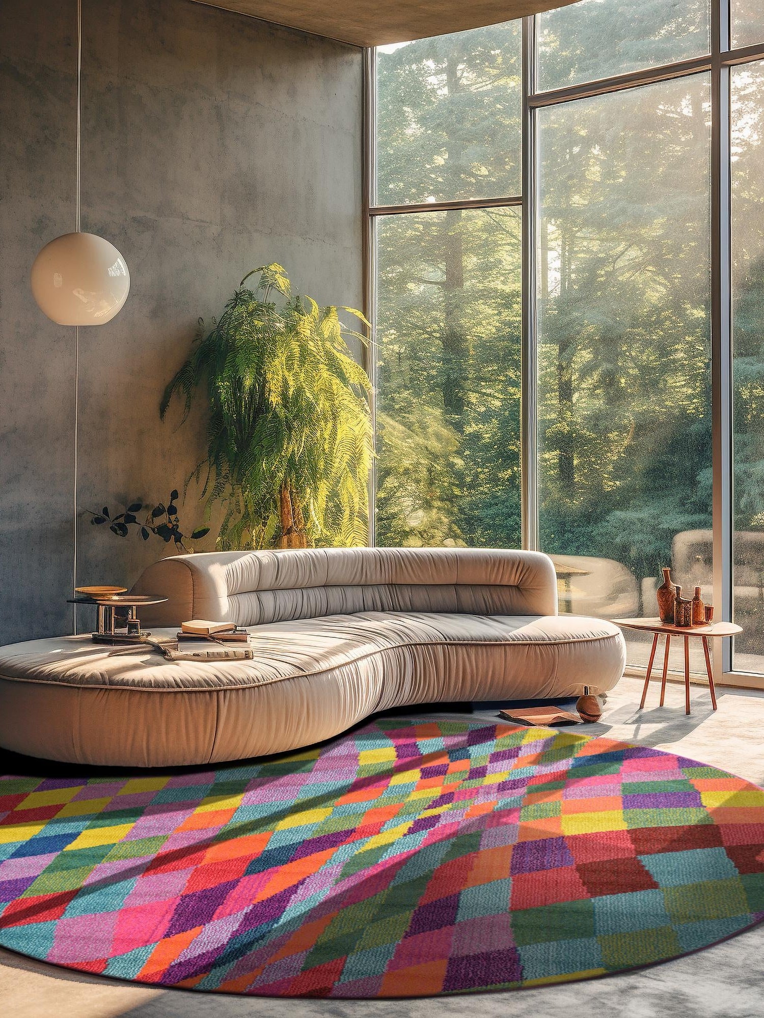 Multicolor 6' 1 x 6' 1 Estrella Round Area Rug 100% Polypropylene Non-Shedding Stain Resistant Carpet Colorful Modern Abstract Design Easy Clean for Home Decor for Sale at Rug Engine