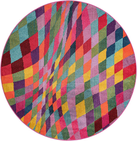 Multicolor 6' 1 x 6' 1 Estrella Round Area Rug 100% Polypropylene Non-Shedding Stain Resistant Carpet Colorful Modern Abstract Design Easy Clean for Home Decor for Sale at Rug Engine