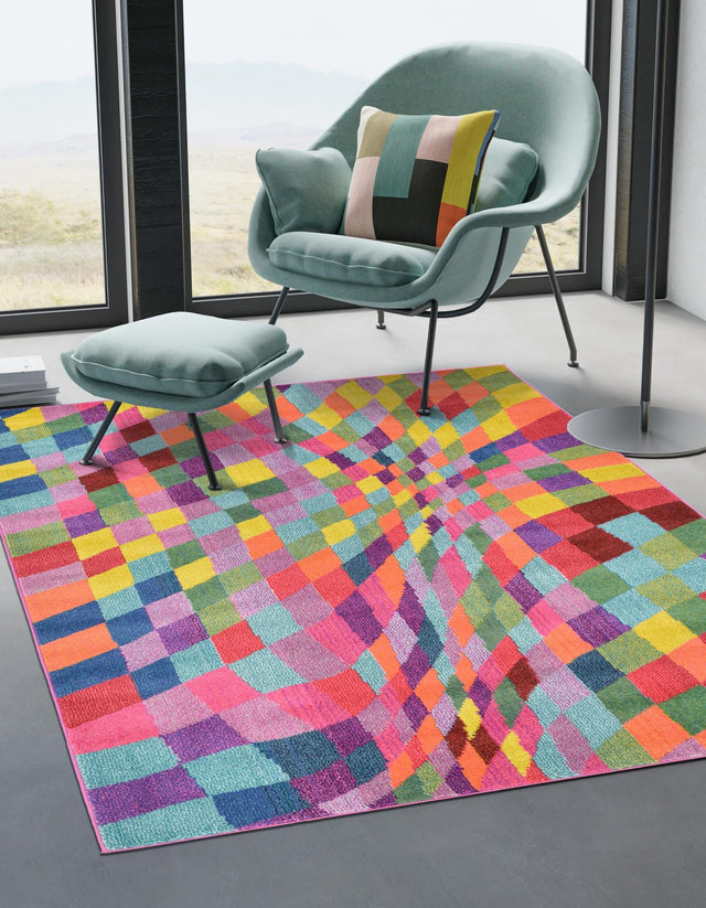 Multicolor 8' x 11' Estrella Rectangle Area Rug 100% Polypropylene Non-Shedding Stain Resistant Carpet Colorful Modern Abstract Design Easy Clean for Home Decor for Sale at Rug Engine