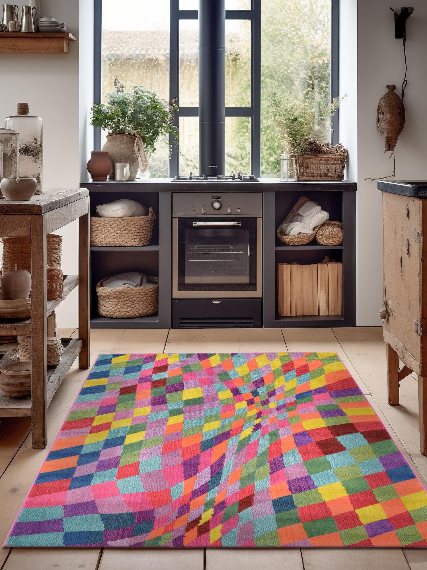 Multicolor 6' 1 x 9' Estrella Rectangle Area Rug 100% Polypropylene Non-Shedding Stain Resistant Carpet Colorful Modern Abstract Design Easy Clean for Home Decor for Sale at Rug Engine