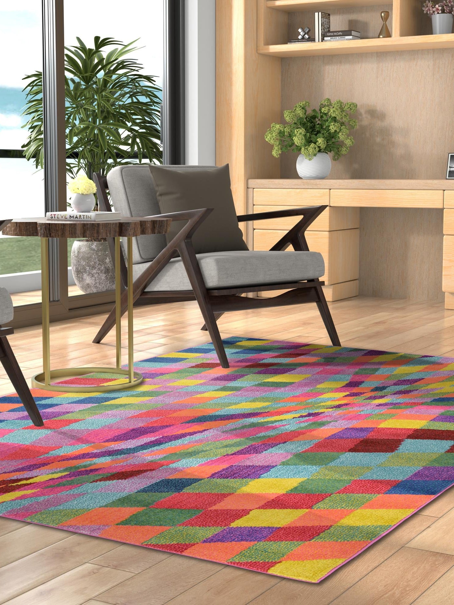 Multicolor 8' x 11' Estrella Rectangle Area Rug 100% Polypropylene Non-Shedding Stain Resistant Carpet Colorful Modern Abstract Design Easy Clean for Home Decor for Sale at Rug Engine