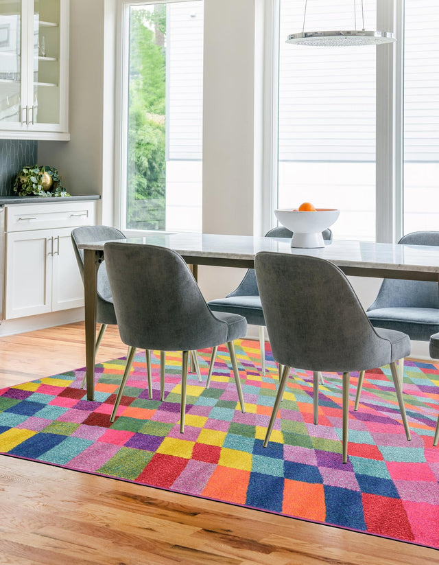 Multicolor 8' x 10' Estrella Rectangle Area Rug 100% Polypropylene Non-Shedding Stain Resistant Carpet Colorful Modern Abstract Design Easy Clean for Home Decor for Sale at Rug Engine