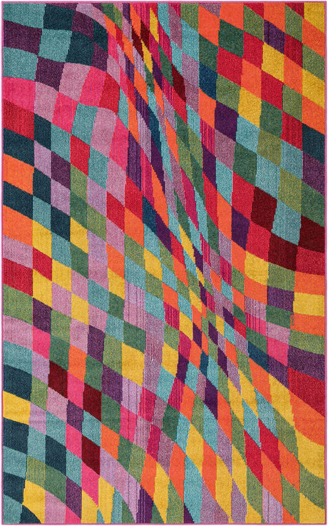 Multicolor 5' 1 x 8' Estrella Rectangle Area Rug 100% Polypropylene Non-Shedding Stain Resistant Carpet Colorful Modern Abstract Design Easy Clean for Home Decor for Sale at Rug Engine