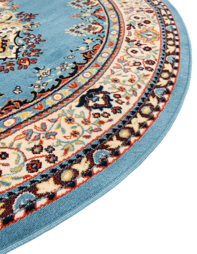 Light Blue 7' 10 x 7' 10 Reza Round Area Rug