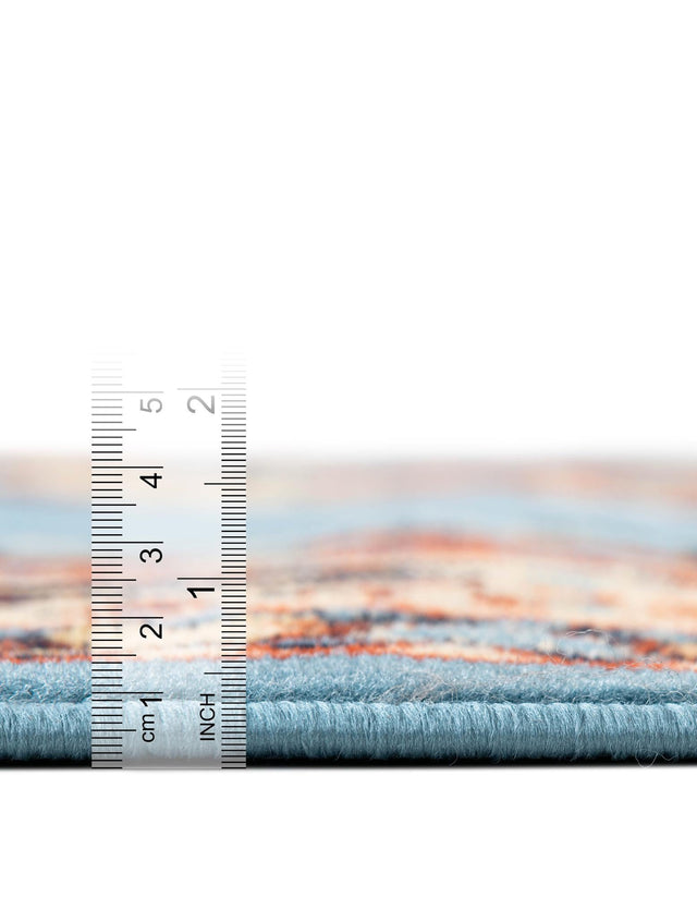 Light Blue 5' 3 x 8' Reza Rectangle Area Rug 100% Polypropylene Easy Clean Traditional Motif Classic Carpet for Home Interiors for Sale at Rug Engine