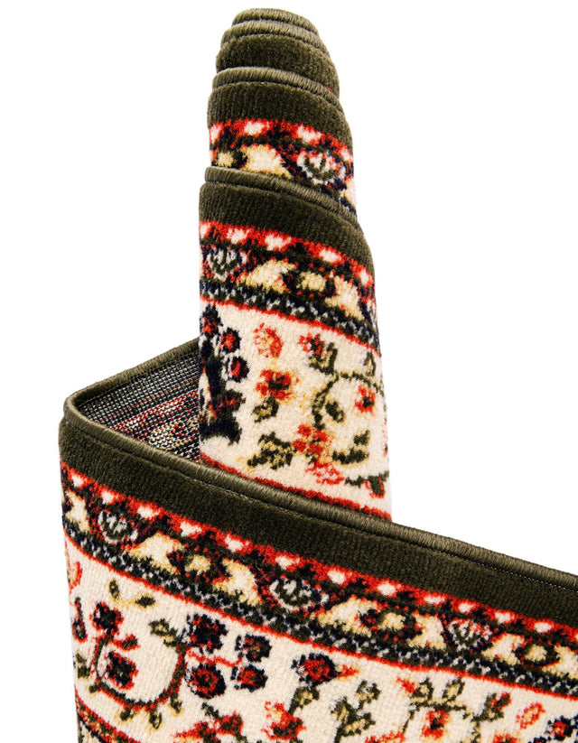 Green 5' 3 x 8' Reza Rectangle Area Rug 100% Polypropylene Easy Clean Traditional Motif Classic Carpet for Home Interiors for Sale at Rug Engine