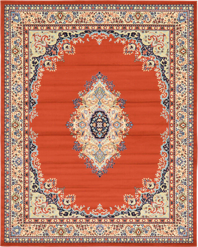 Terracotta 7' 10 x 10' Reza Rectangle Area Rug 100% Polypropylene Easy Clean Traditional Motif Classic Carpet for Home Interiors for Sale at Rug Engine