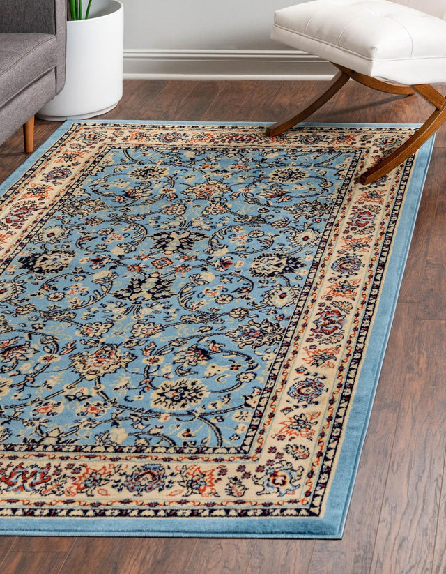 Light Blue 7' 1 x 10' Sialk Hill Rectangle Area Rug 100% Polypropylene Durable Easy Clean Classic Traditional Design Carpet for Interior Design for Sale at Rug Engine