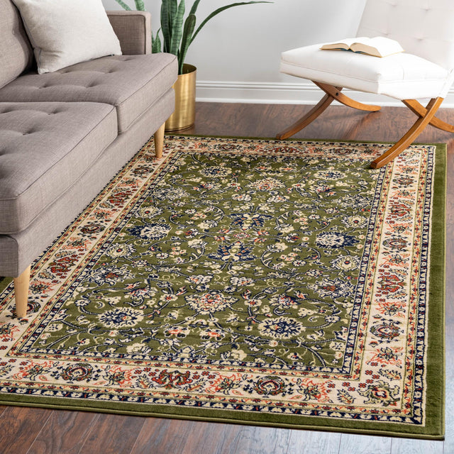 Green 5' 3 x 8' Sialk Hill Rectangle Area Rug 100% Polypropylene Durable Easy Clean Classic Traditional Design Carpet for Interior Design for Sale at Rug Engine