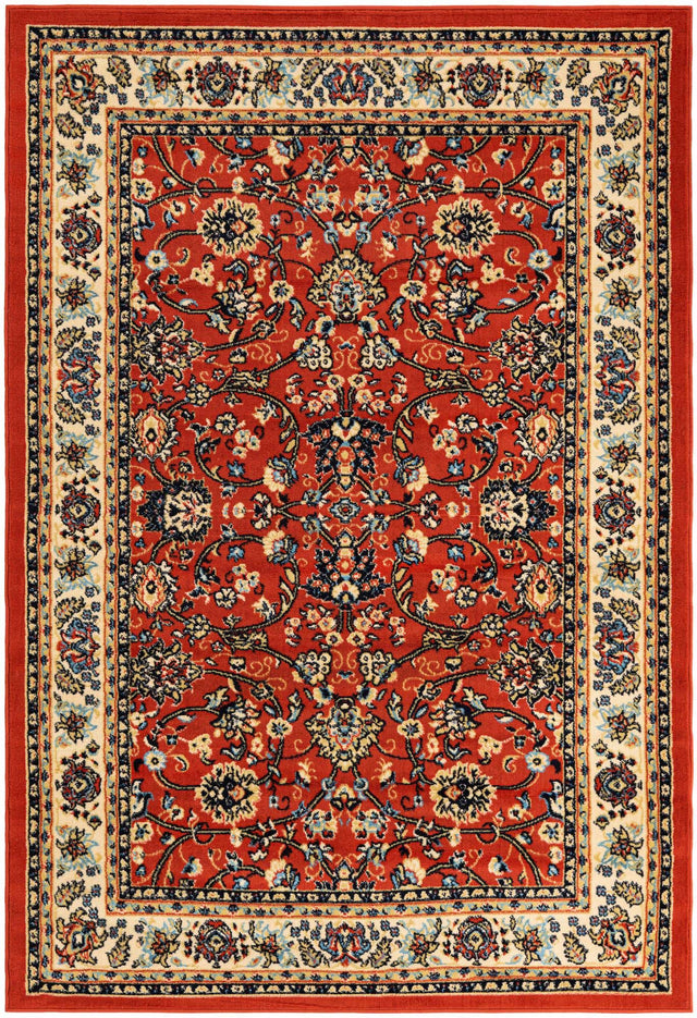 Terracotta 5' 3 x 8' Sialk Hill Rectangle Area Rug 100% Polypropylene Durable Easy Clean Classic Traditional Design Carpet for Interior Design for Sale at Rug Engine