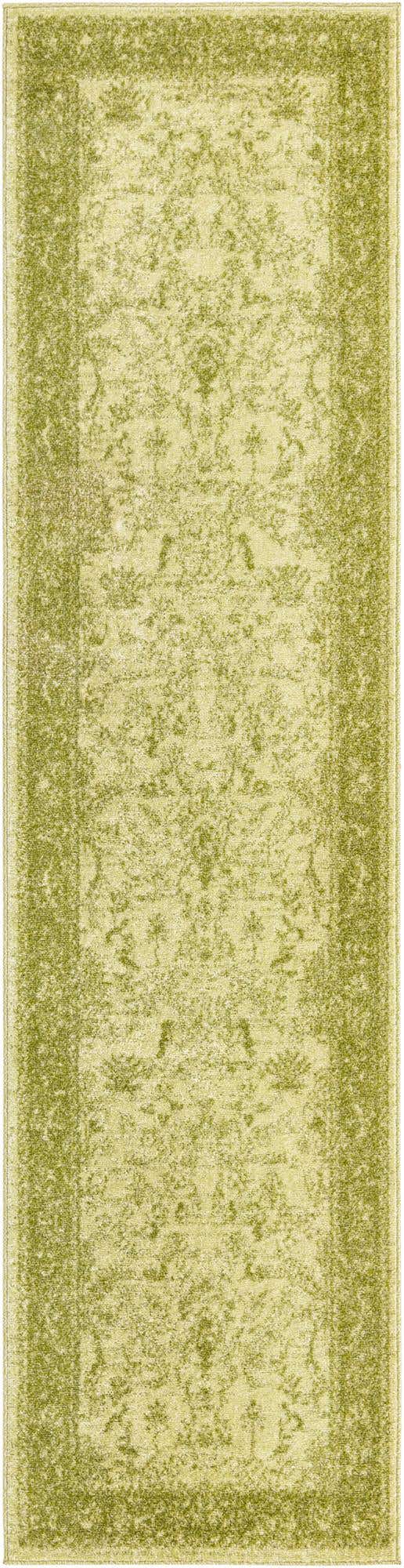 Light Green 2' 7 x 10' La Jolla Runner Area Rug 100% Polypropylene Traditional Pattern Easy Clean Carpet for Living, Dining, Bedroom, Office for Sale at Rug Engine