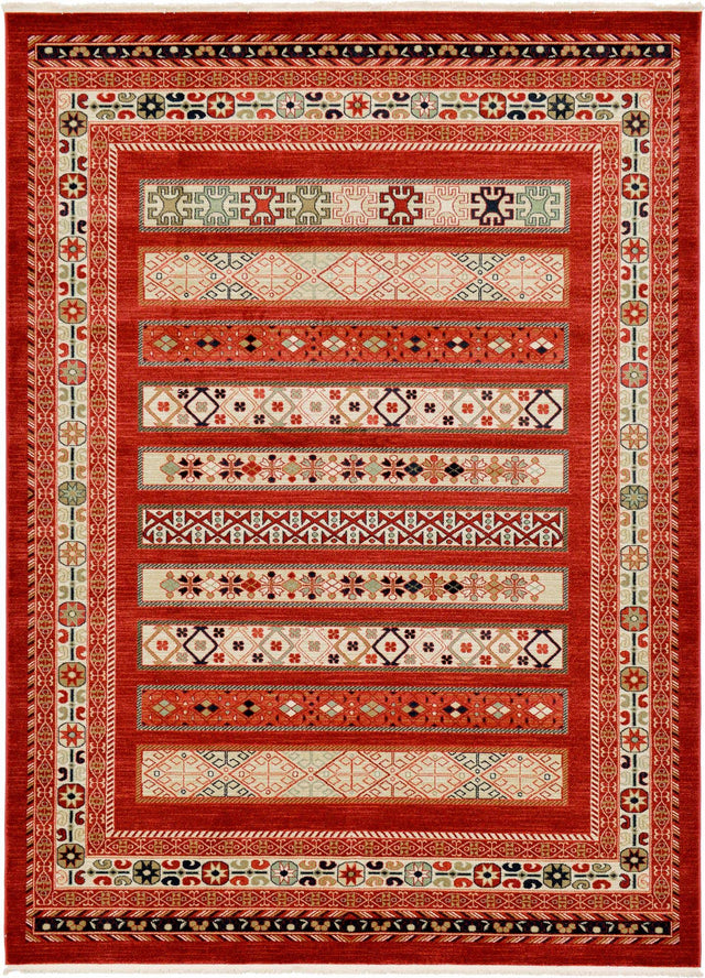 Rust Red 8' x 11' Fars Rectangle Area Rug 100% Polypropylene Unique Traditional Carpet for Classical Living, Dining Room & Office Spaces for Sale at Rug Engine