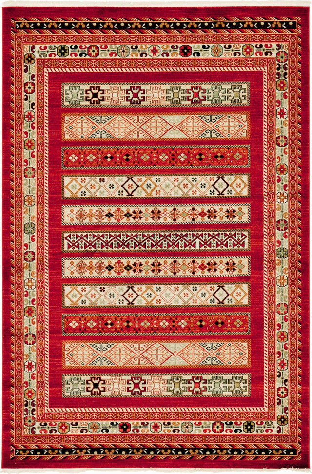 Rust Red 6' 1 x 9' Fars Rectangle Area Rug 100% Polypropylene Unique Traditional Carpet for Classical Living, Dining Room & Office Spaces for Sale at Rug Engine