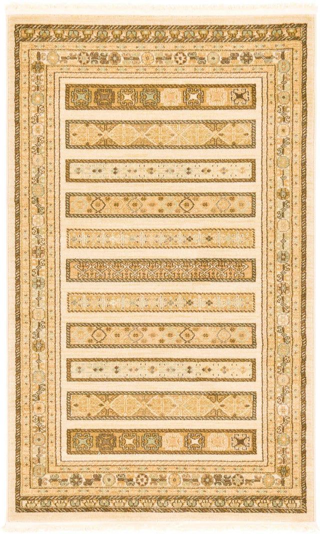 Ivory 3' 1 x 5' 3 Fars Rectangle Area Rug 100% Polypropylene Unique Traditional Carpet for Classical Living, Dining Room & Office Spaces for Sale at Rug Engine