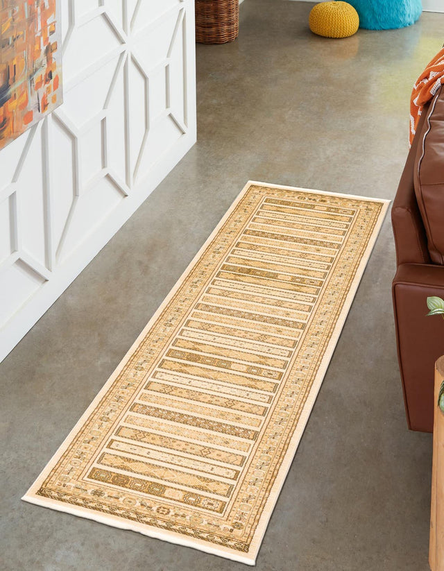 Ivory 2' 7 x 10' Fars Runner Area Rug 100% Polypropylene Unique Traditional Carpet for Classical Living, Dining Room & Office Spaces for Sale at Rug Engine