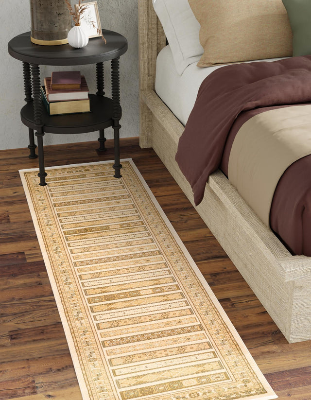 Ivory 2' 7 x 10' Fars Runner Area Rug 100% Polypropylene Unique Traditional Carpet for Classical Living, Dining Room & Office Spaces for Sale at Rug Engine