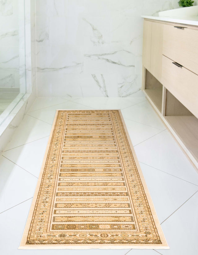 Ivory 2' 7 x 10' Fars Runner Area Rug 100% Polypropylene Unique Traditional Carpet for Classical Living, Dining Room & Office Spaces for Sale at Rug Engine