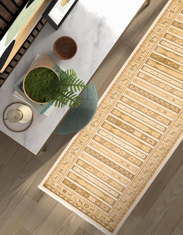 Ivory 2' 7 x 10' Fars Runner Area Rug 100% Polypropylene Unique Traditional Carpet for Classical Living, Dining Room & Office Spaces for Sale at Rug Engine