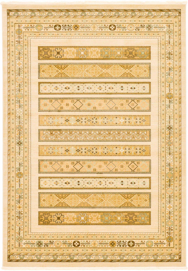 Ivory 7' 1 x 10' Fars Rectangle Area Rug 100% Polypropylene Unique Traditional Carpet for Classical Living, Dining Room & Office Spaces for Sale at Rug Engine