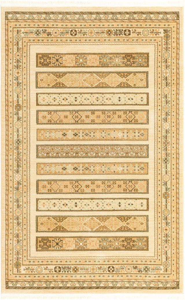 Ivory 5' 1 x 8' Fars Rectangle Area Rug 100% Polypropylene Unique Traditional Carpet for Classical Living, Dining Room & Office Spaces for Sale at Rug Engine