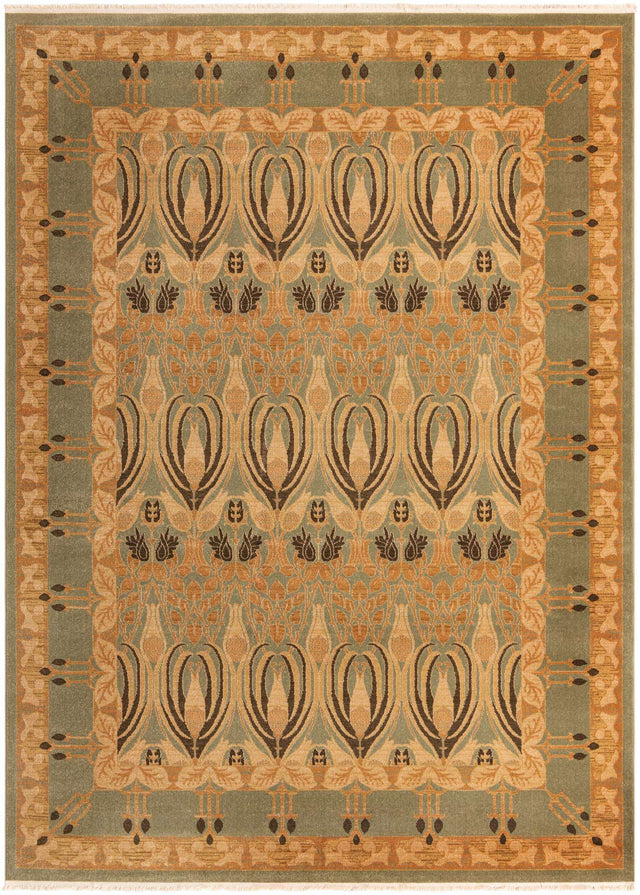 Light Green 9' x 12' Edinburgh Rectangle Area Rug 100% Polypropylene Easy Clean With Cotton Backing Traditional Classic Design Carpet for Living, Dining Room, Office for Sale at Rug Engine