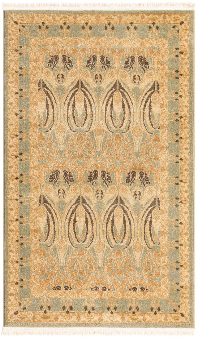 Light Green 3' 1 x 5' 3 Edinburgh Rectangle Area Rug 100% Polypropylene Easy Clean With Cotton Backing Traditional Classic Design Carpet for Living, Dining Room, Office for Sale at Rug Engine