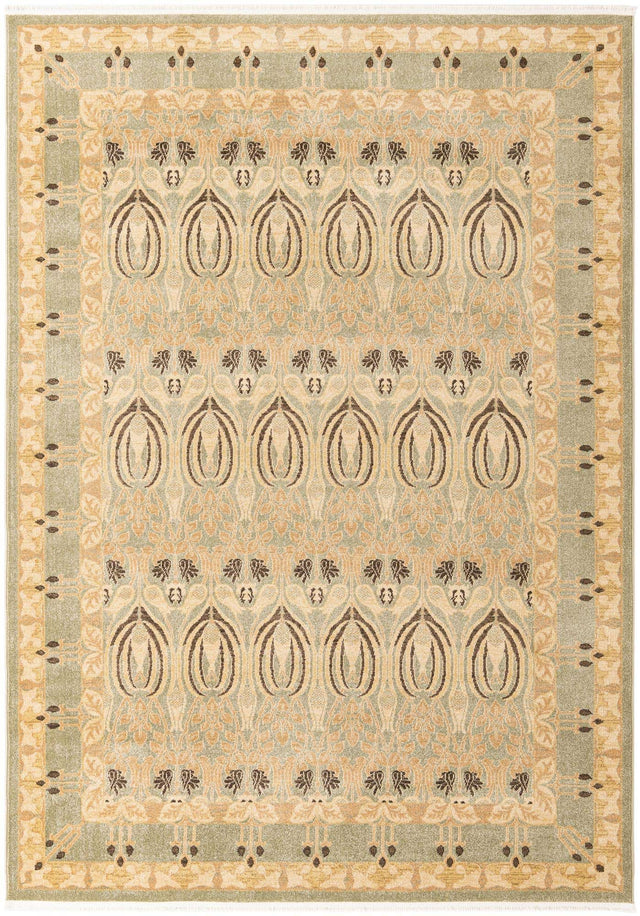 Light Green 7' 1 x 10' Edinburgh Rectangle Area Rug 100% Polypropylene Easy Clean With Cotton Backing Traditional Classic Design Carpet for Living, Dining Room, Office for Sale at Rug Engine