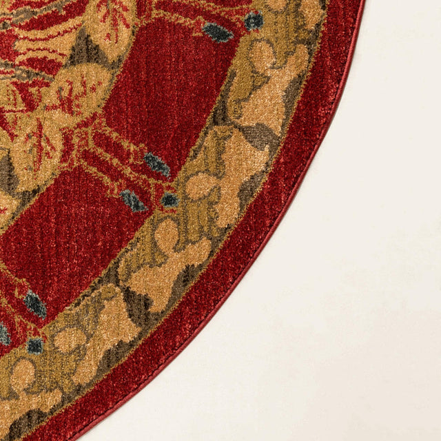 Red 8' x 8' Edinburgh Round Area Rug 100% Polypropylene Easy Clean With Cotton Backing Traditional Classic Design Carpet for Living, Dining Room, Office for Sale at Rug Engine