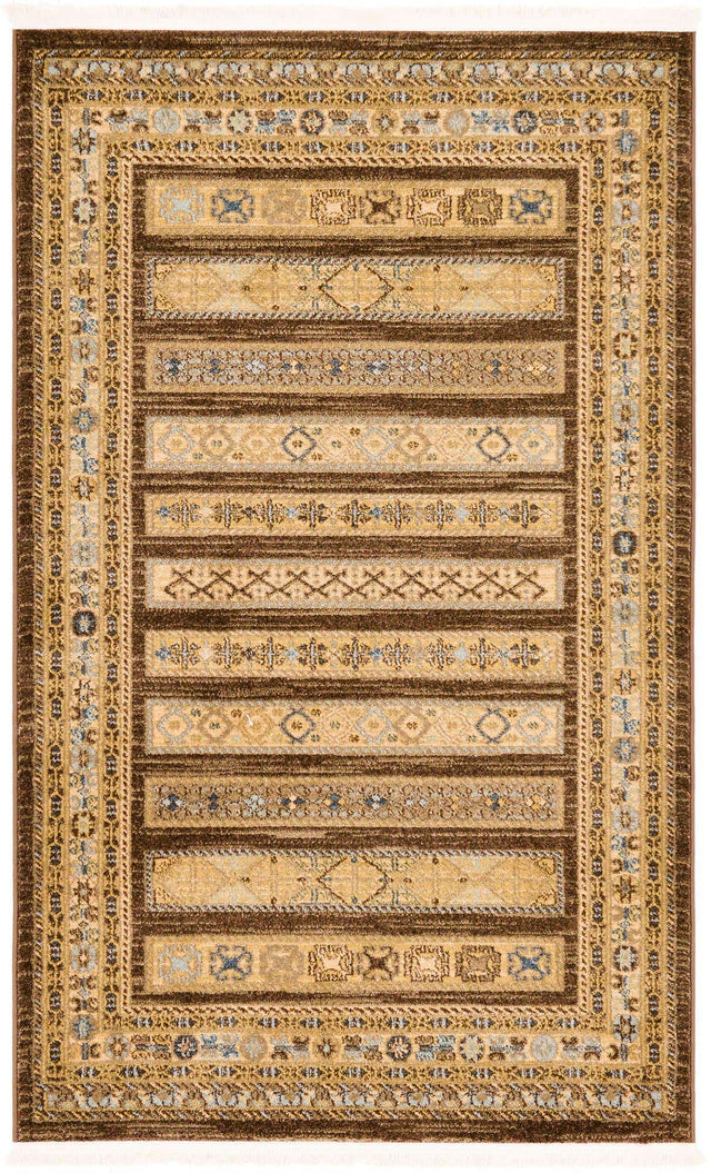 Brown 3' 3 x 5' 3 Fars Rectangle Area Rug 100% Polypropylene Unique Traditional Carpet for Classical Living, Dining Room & Office Spaces for Sale at Rug Engine