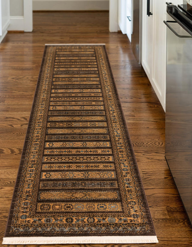 Brown 2' 7 x 10' Fars Runner Area Rug 100% Polypropylene Unique Traditional Carpet for Classical Living, Dining Room & Office Spaces for Sale at Rug Engine