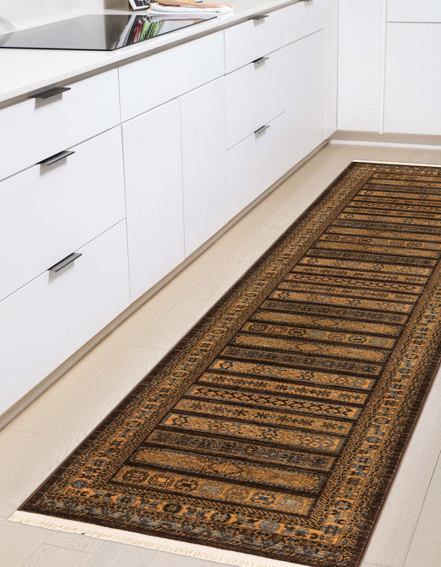 Brown 2' 7 x 10' Fars Runner Area Rug 100% Polypropylene Unique Traditional Carpet for Classical Living, Dining Room & Office Spaces for Sale at Rug Engine