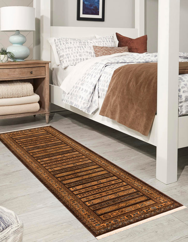 Brown 2' 7 x 10' Fars Runner Area Rug 100% Polypropylene Unique Traditional Carpet for Classical Living, Dining Room & Office Spaces for Sale at Rug Engine