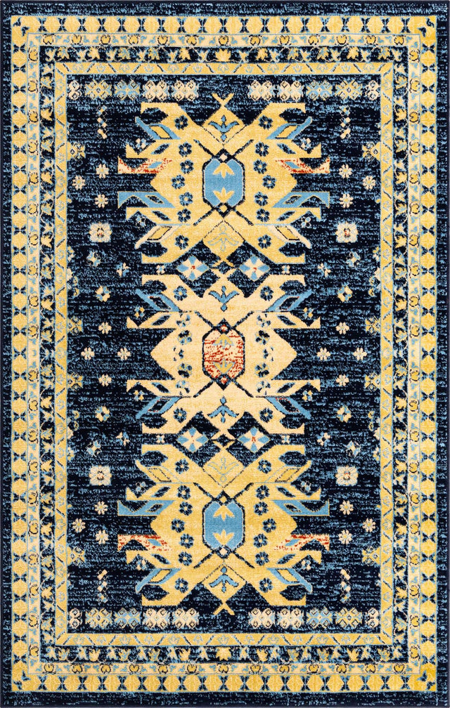Navy Blue 5' 3 x 8' Taftan Rectangle Area Rug