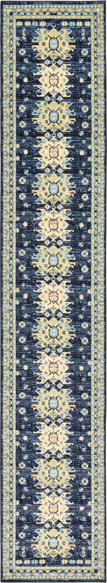 Navy Blue 3' 1 x 16' 5 Taftan Runner Area Rug
