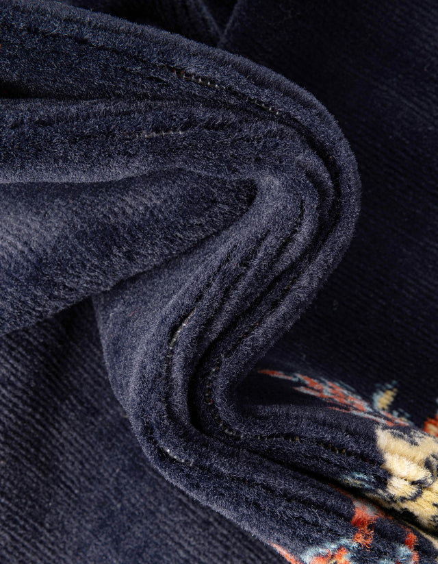 Navy Blue 7' 10 x 7' 10 Reza Round Area Rug 100% Polypropylene Easy Clean Traditional Motif Classic Carpet for Home Interiors for Sale at Rug Engine