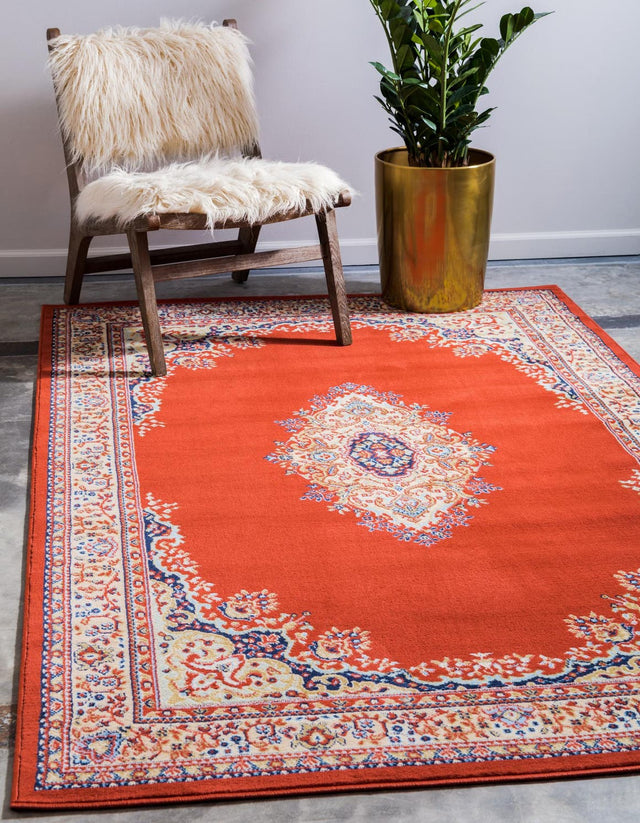 Terracotta 4' 1 x 6' 1 Reza Rectangle Area Rug 100% Polypropylene Easy Clean Traditional Motif Classic Carpet for Home Interiors for Sale at Rug Engine